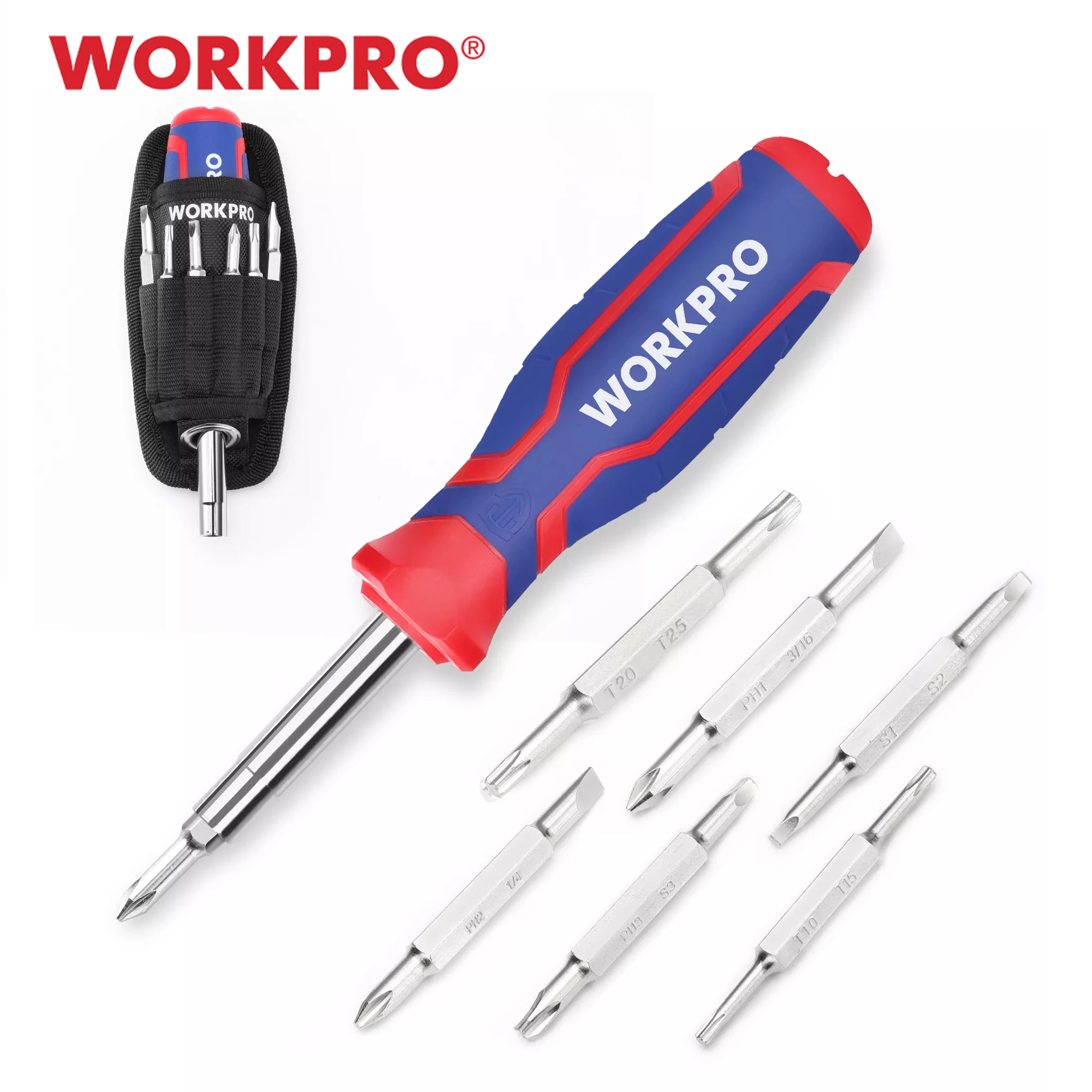WORKPRO 14in1 Ratchet Screwdriver With Easy Carrying Bag Mechanic