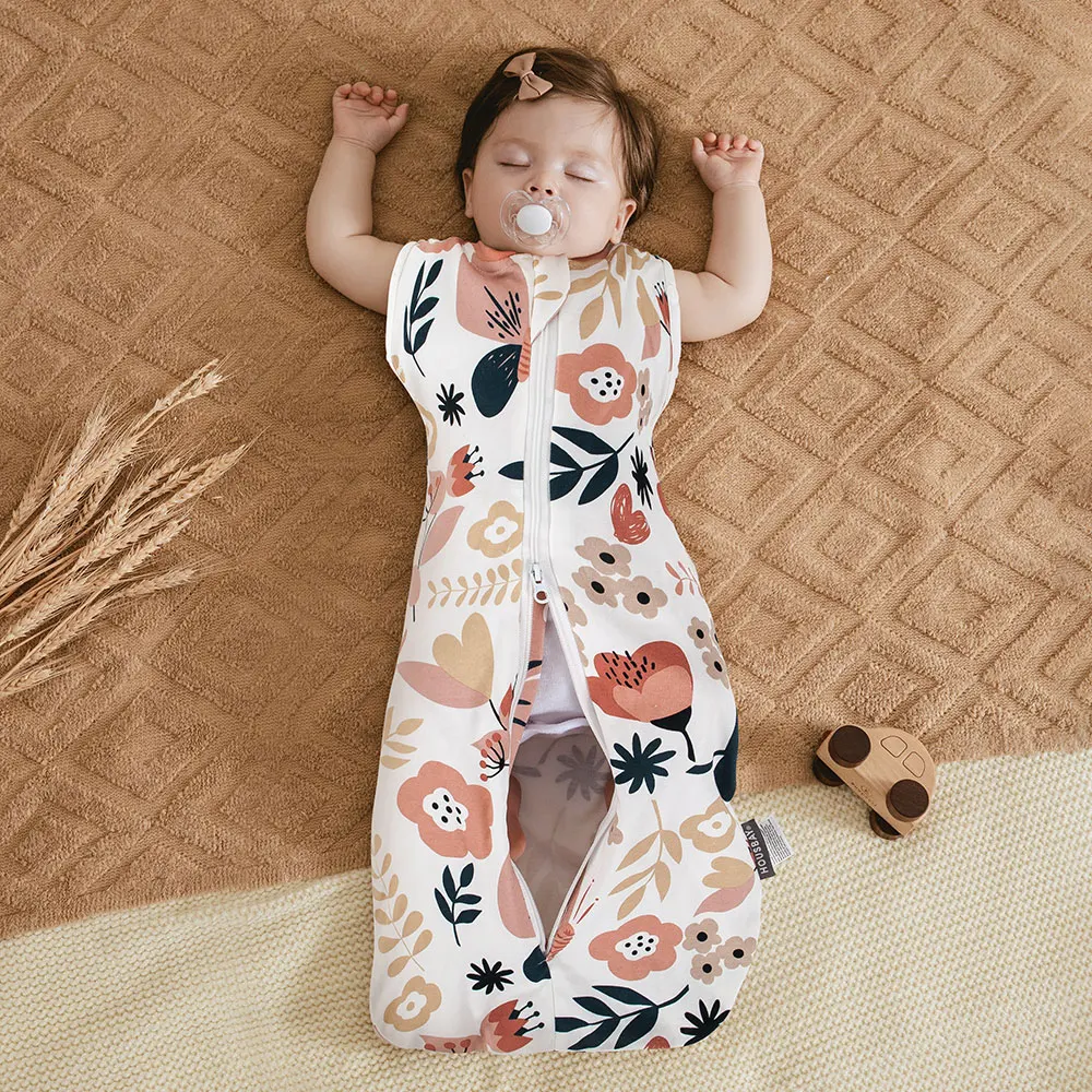 Newborn Baby Sleeping Bag Baby Swaddle Cocoon Beautiful Flowers Print Summer Thin Vest Button Wrap Sleepsack For Girls Boys - Image 2