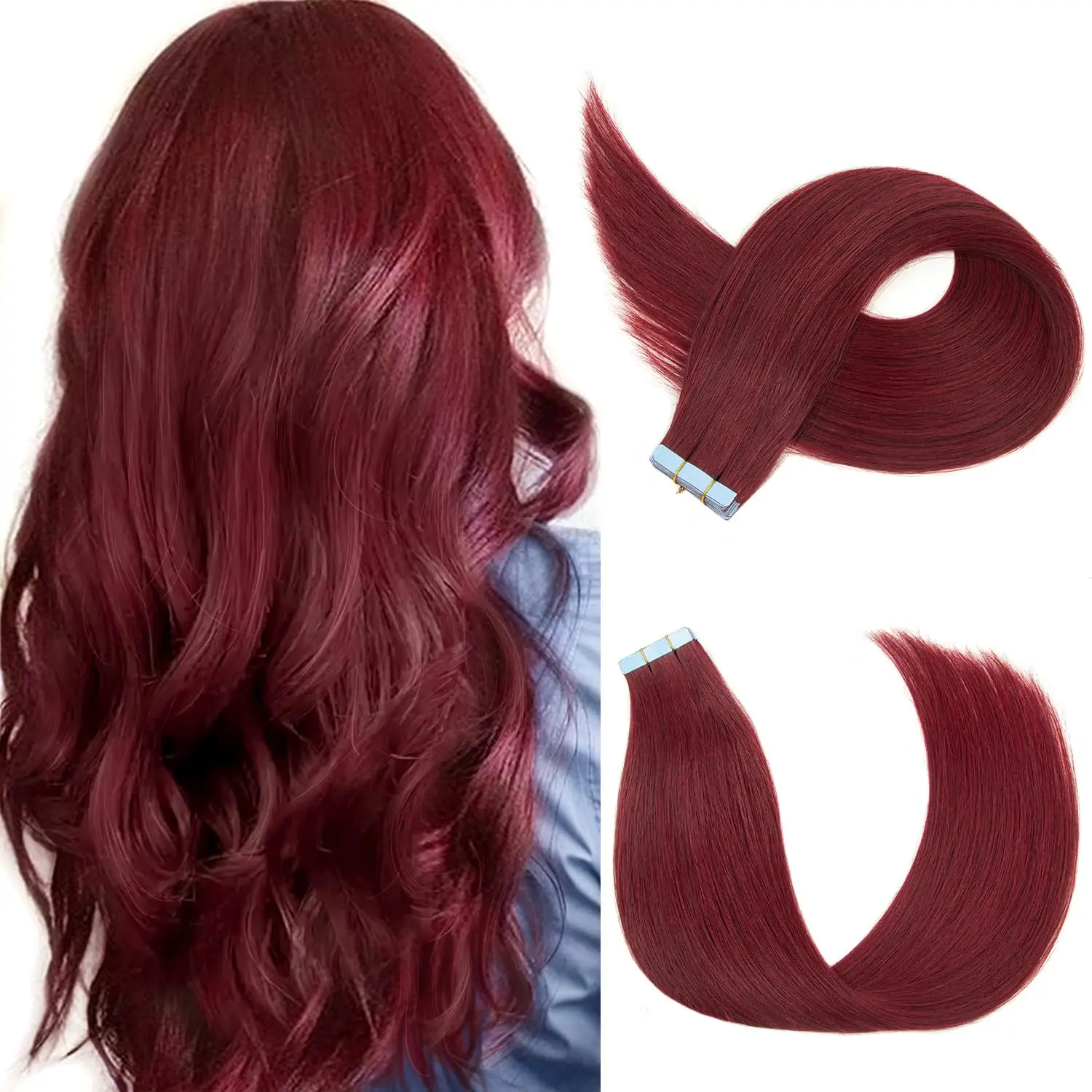 인모 컬러 본 스트레이트 테이프, PU 스킨 씨실 테이프, 인모 익스텐션  99J..