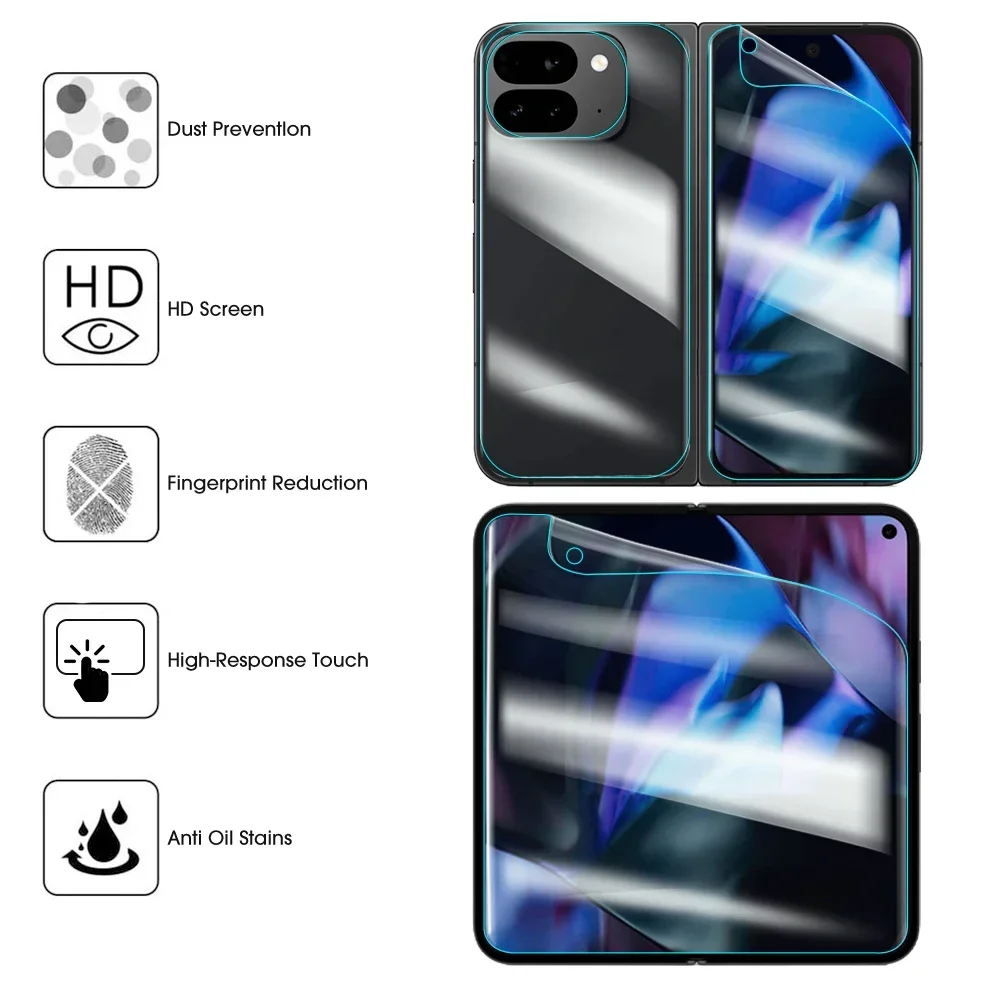 Hydrogel Film for Google Pixel 9 Pro Fold Soft Screen Protectors Front&Back&Inner Film Protective Films for Pixel 9 Pro Fold