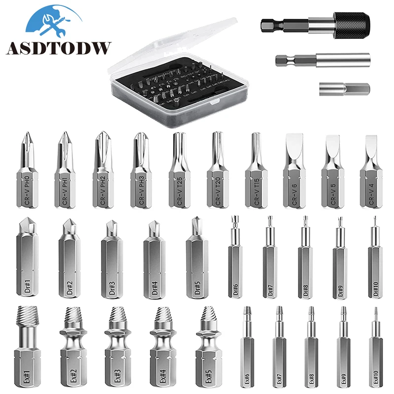 Damaged Screw Extractor Kit Disassemble Screws Bolt Stud Slip Teeth Demolish Stripped Broken Remover Tools damaged screw extractor remover drill bit set disassemble screws bolt stud slip teeth demolish stripped broken remover tools aa