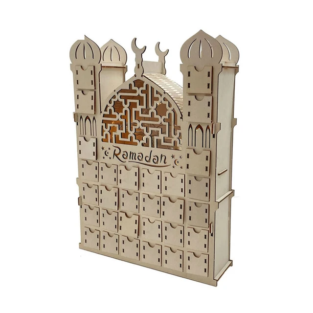 Calendrier de l'Avent du Ramadan en Bois, Bricolage, Eid Mubarak, Compte à  Rebours, Château Musulman Islamique, Pièce Maîtresse, Ornement avec Lumière  - AliExpress