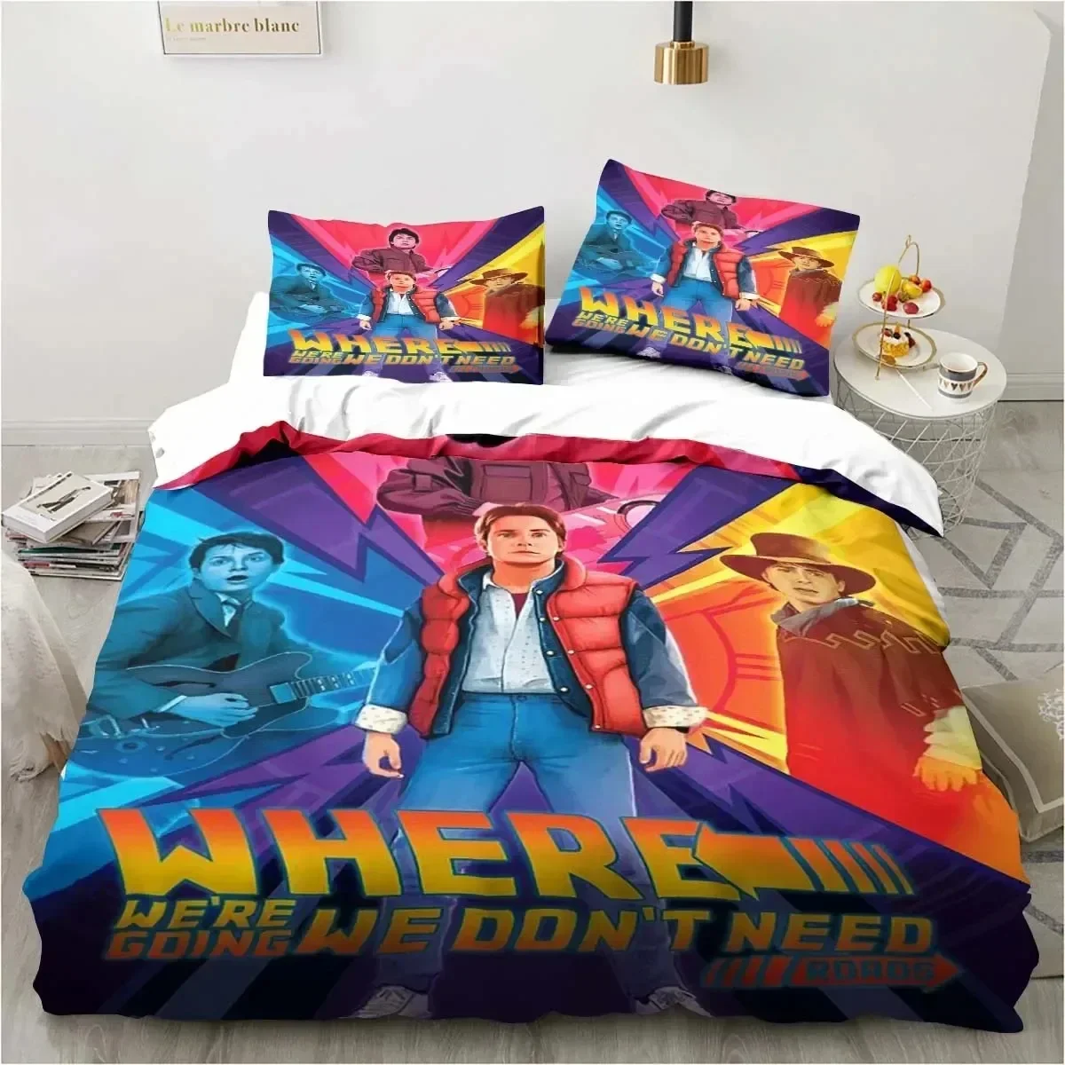 Back To The Future Classic Movie Retro Bedding Set Bed Three Piece Set Single Double Bed Queen Size King Quilt Cover Boy Gift