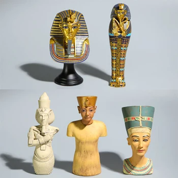 High quality action figure ancient Egyptian Pharaoh Tutankhamun Egypt Cleopatra Princess bust model doll home decorations