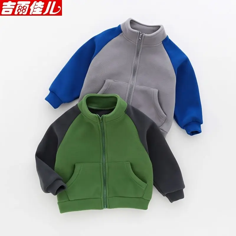 

Children's outerwear Spring and Autumn Boys and Girls Polar Fleece Top New Winter Medium Large Fleece Thickened Sweater