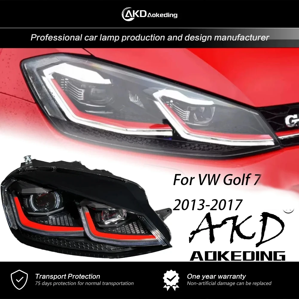 

Передняя лампа AKD для VW Golf 7 MK7 2013-2017, фара для гольфа 7,5, дизайн линии H7, двойная ксеноновая лампа Assemby, обновленные автомобильные аксессуары