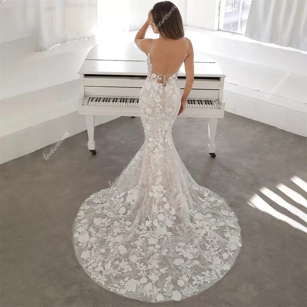 sexy backless wedding dress Spaghetti Straps Mermaid Backless Wedding Dress,MW500 main image 0