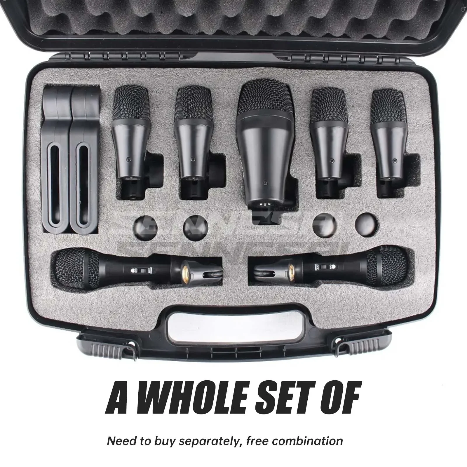 Part PGA-DMK7 7-Piece Wired Dynamic Drum Microphone Kick Bass, Instrument Tom/Snare & Cymbals Mic Set With Box Use