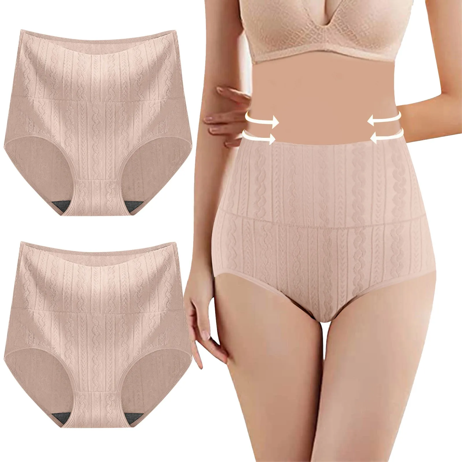 

Womens Large Comfortable Underwear Knit Solid Color High Waist Briefs Panties Breathable Pure Cotton Home Sleepwear Underwear