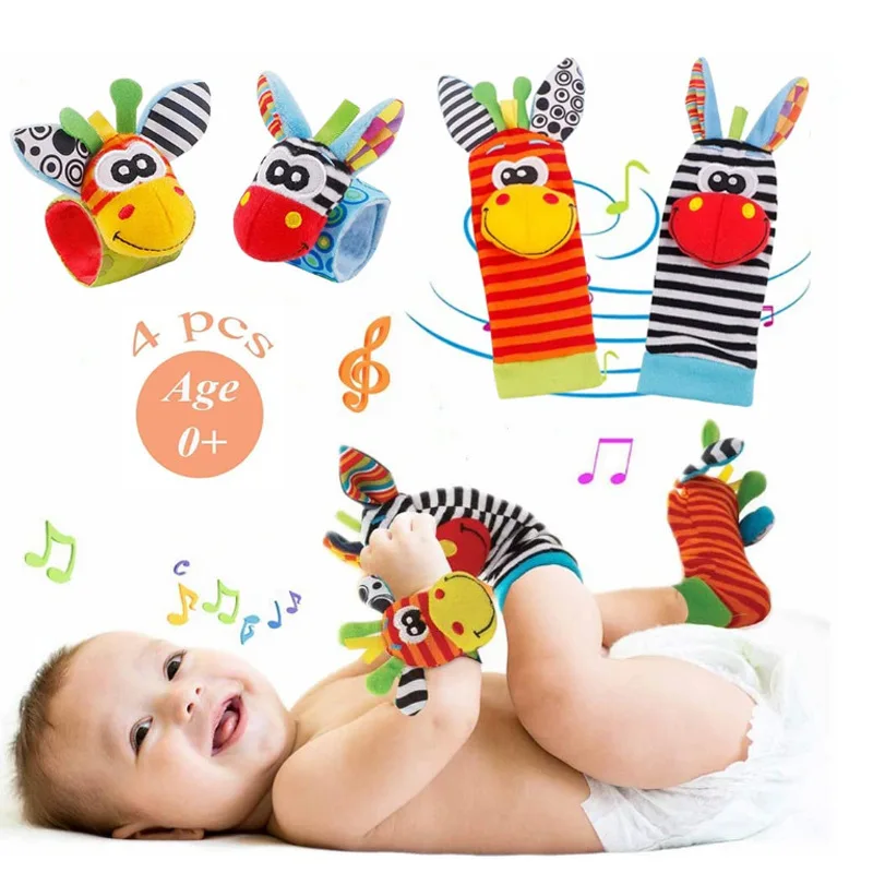 Animal Baby Socks Rattles 0 12 Months Stuffed Toys Sock Wristband Infant Newborn Toy