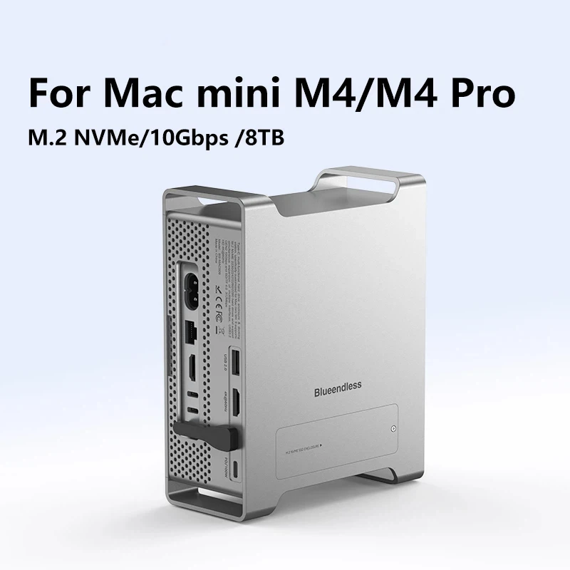 레노버 맥 미니 M4/M4 프로 도킹 스테이션, M.2 NVMe SSD 인클로저 스탠드 허브(4K60Hz HDMI, 10Gbps USB-C, SD/TF 리더 포함)