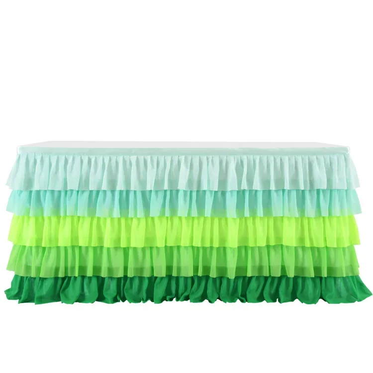 Cake Table Skirt Rainbow Unicorn Table Cloth Birthday Party Wedding Decoration Chiffon Surround Tablecloth Home Ornament
