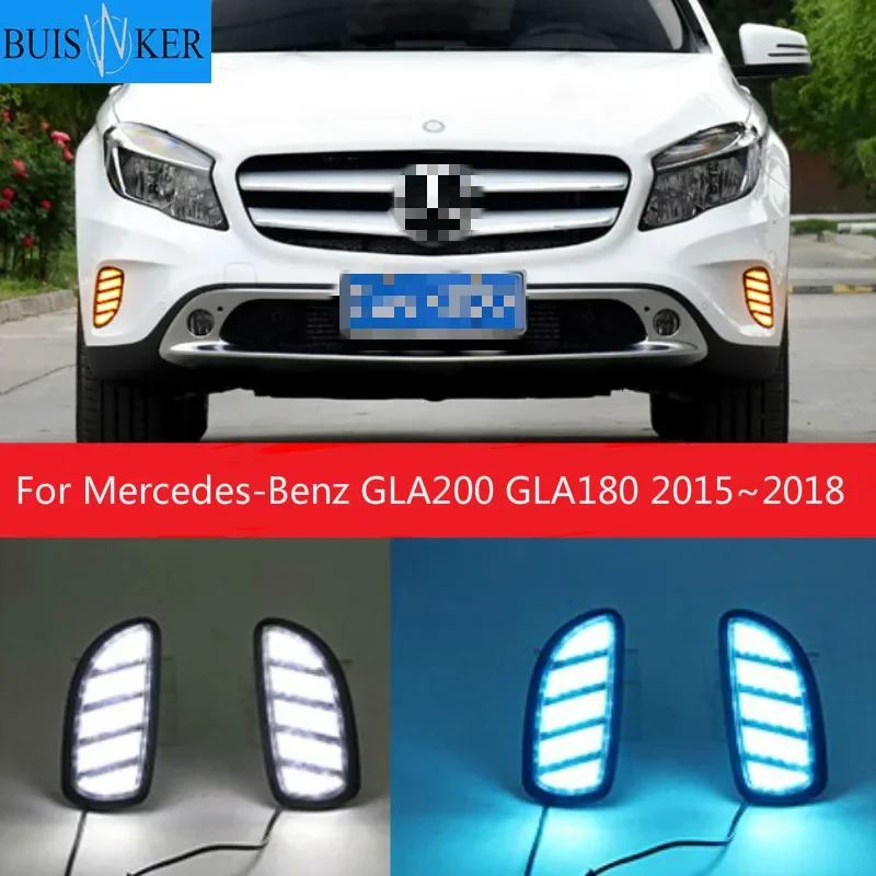 

Автомобильный бампер головной светильник для Mercedes-Benz GLA200 GLA180 Дневной светильник 2015 ~ 2018y DRL автомобильные аксессуары светодиодный налобный фонарь GLA200 туман светильник