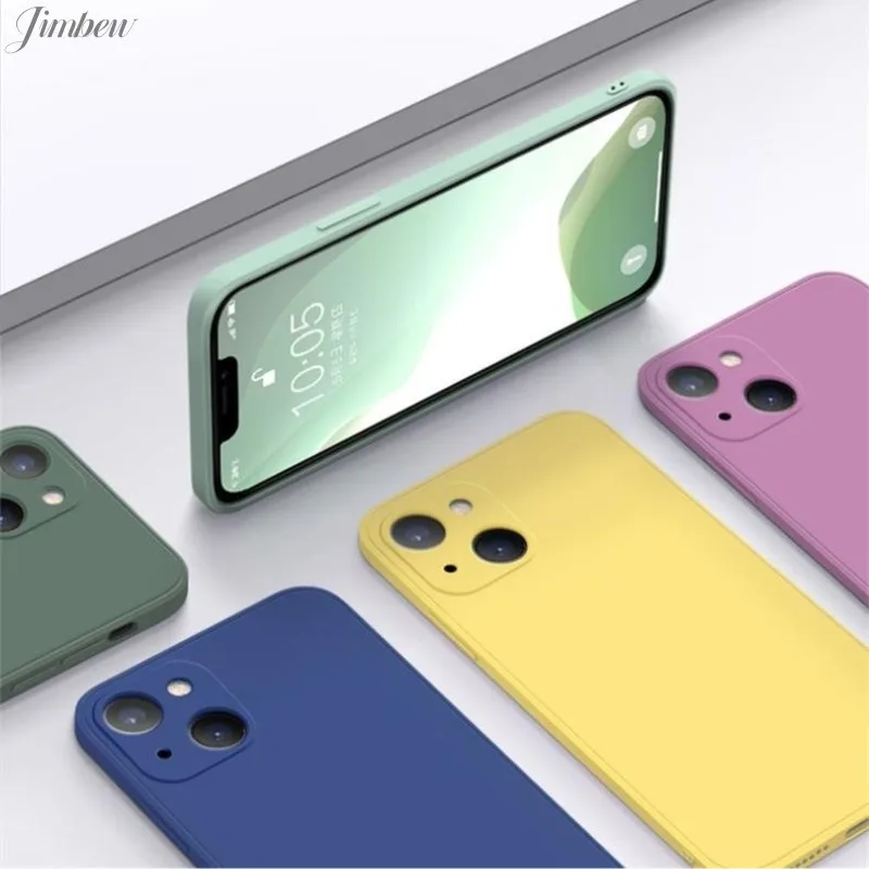 Жидкий силиконовый чехол для телефона iPhone, Противоударная задняя крышка для iPhone 11, 12, 13, 14 Pro Max, X, XR, XS, SE, 6, 7, 8 Plus, Ful