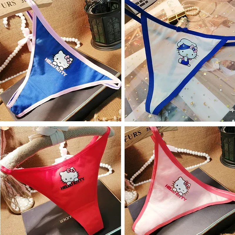 

Cartoon Anime Hellokittys Thong Intimates Anime Women's Underwear Female Sexy Y2K Bikini Cotton G-string Panties Underpants