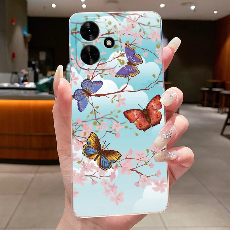 Clear Luxury Fashion Butterfly Flowers Soft TPU Silicone Phone Case