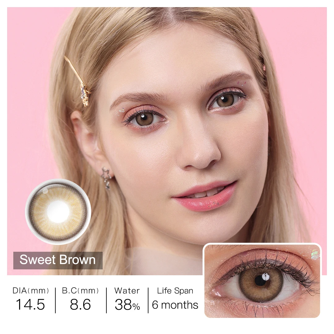 Colored Eye Lens with Diopters Brown Contact Lenses Prescription Makeup Colored Contact Lens with Power Contact Lens with Degree