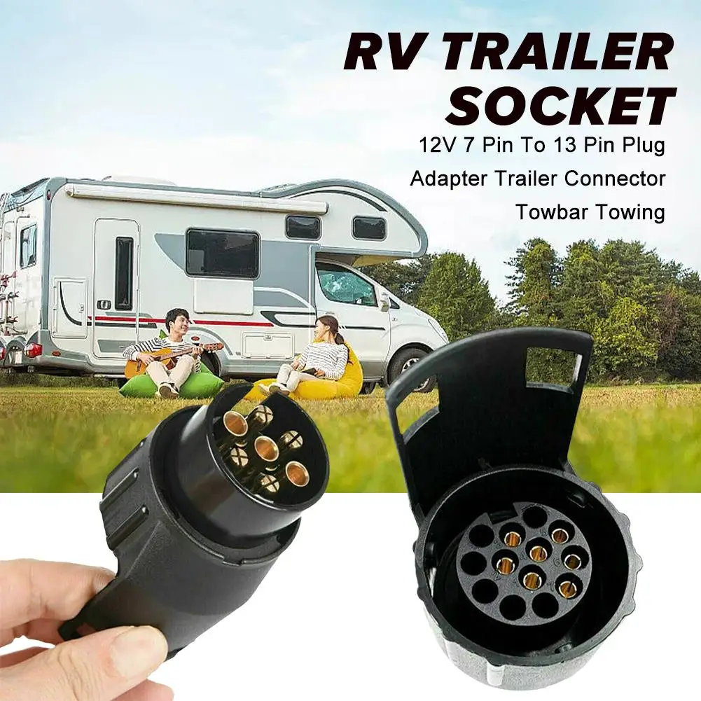 trailer plug adapter 7 Pin To 13 Pin Plug Adapter Trailer Connector 12V Towbar Towing Waterproof Plugs Socket Adapter Car Truck Accessories