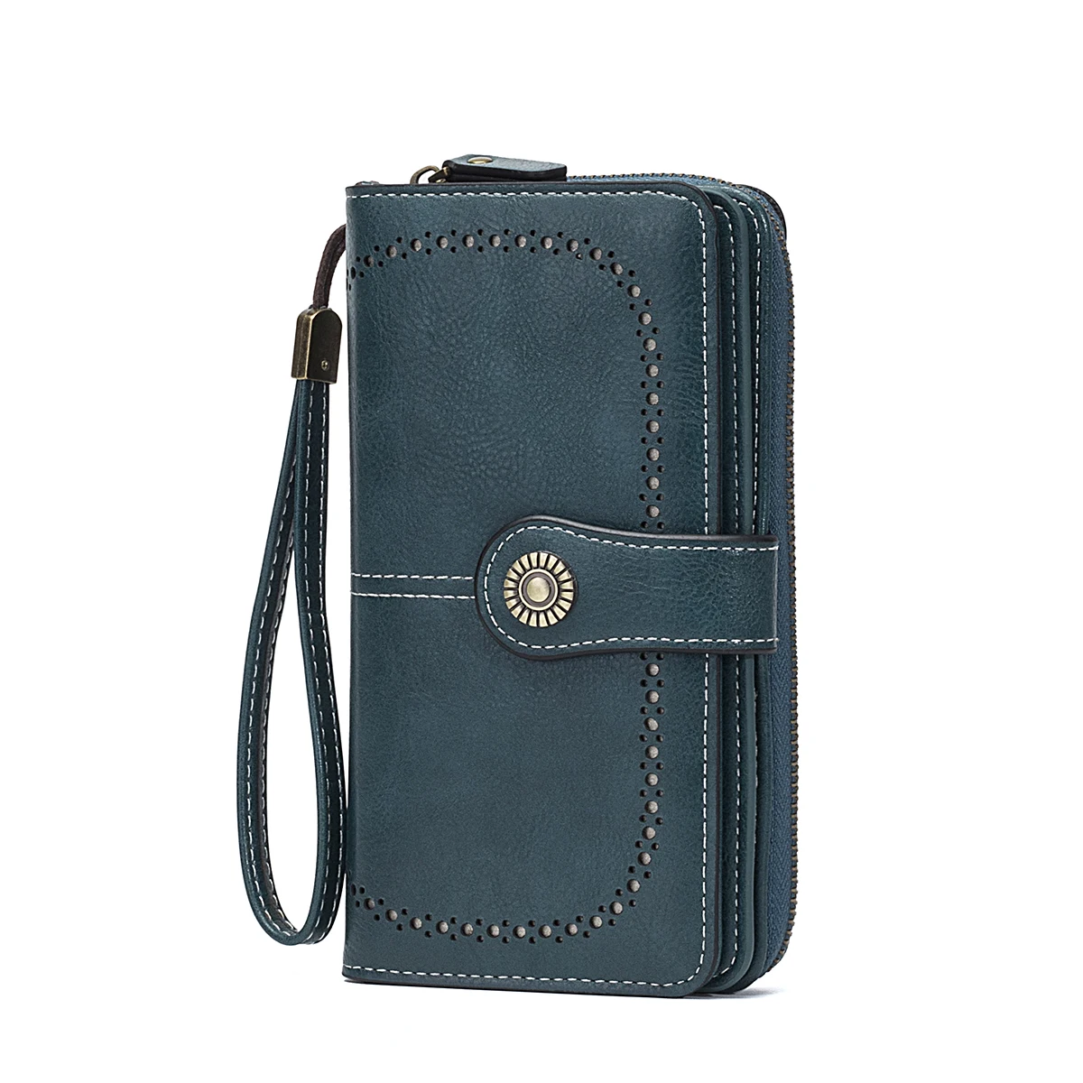Unisex RFID Anti-Theft Retro Leather Long Clutch Wallet