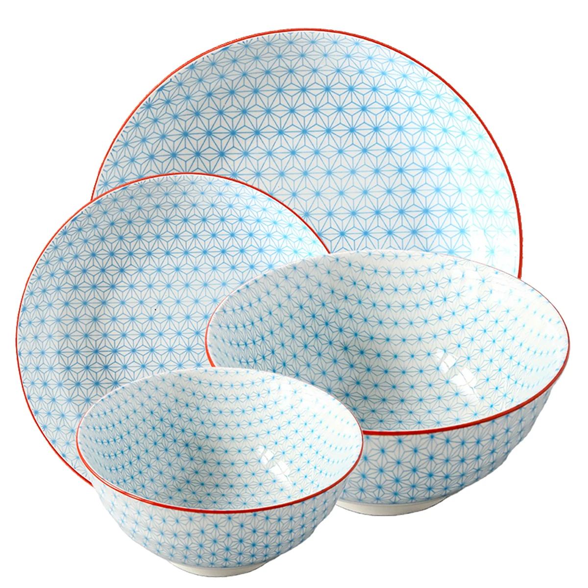 

4 Pieces For Ceramic Deep Plate and Bowl Set, 18 Styles, Rice Noodles Soup Cereal Grain PastaRound Shape Porcelain Tableware