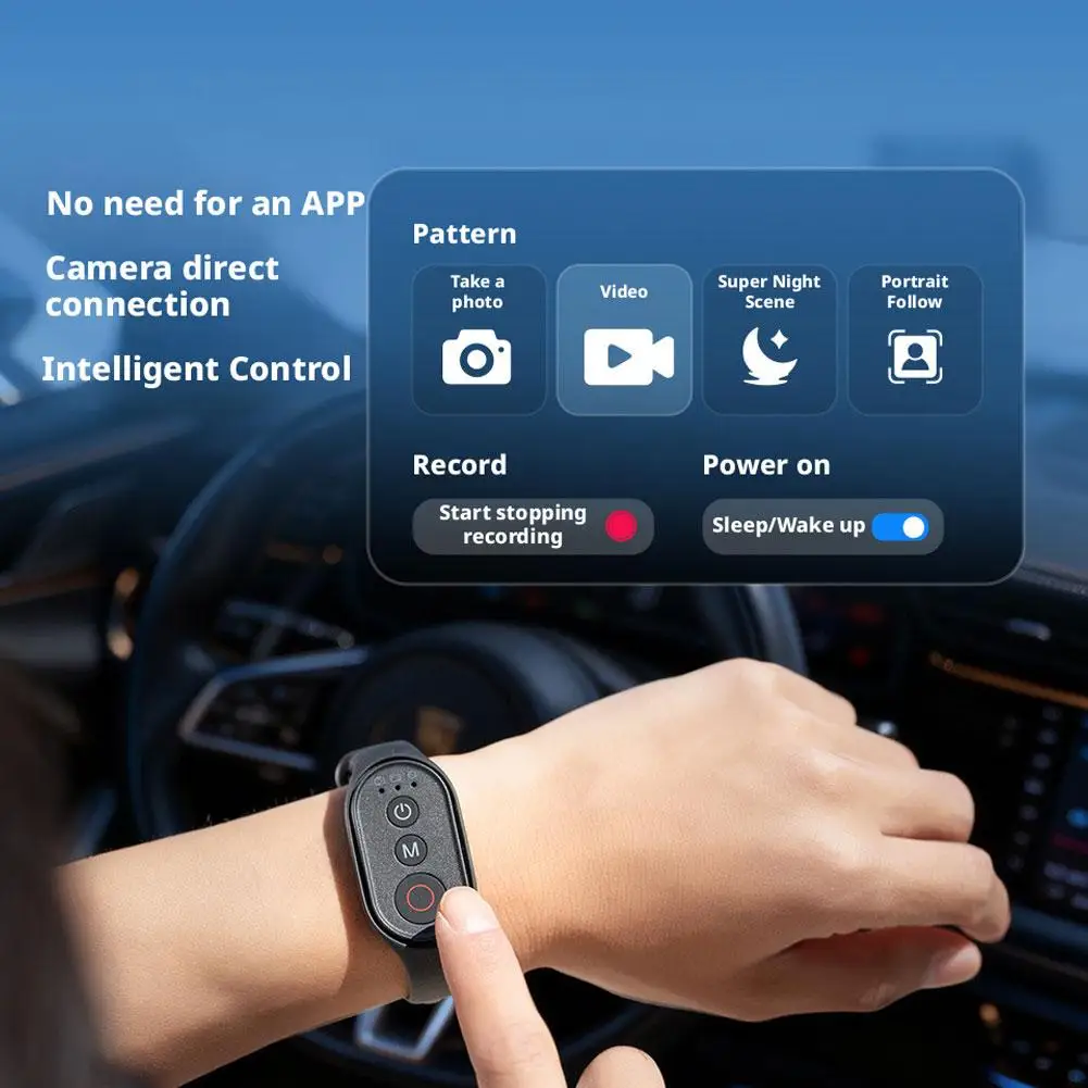 Bluetooth Remote Control Bracelet for Action Camera Compatible with DJI Action 6/5/4/3 Smartphone Wristband Shutter Remote
