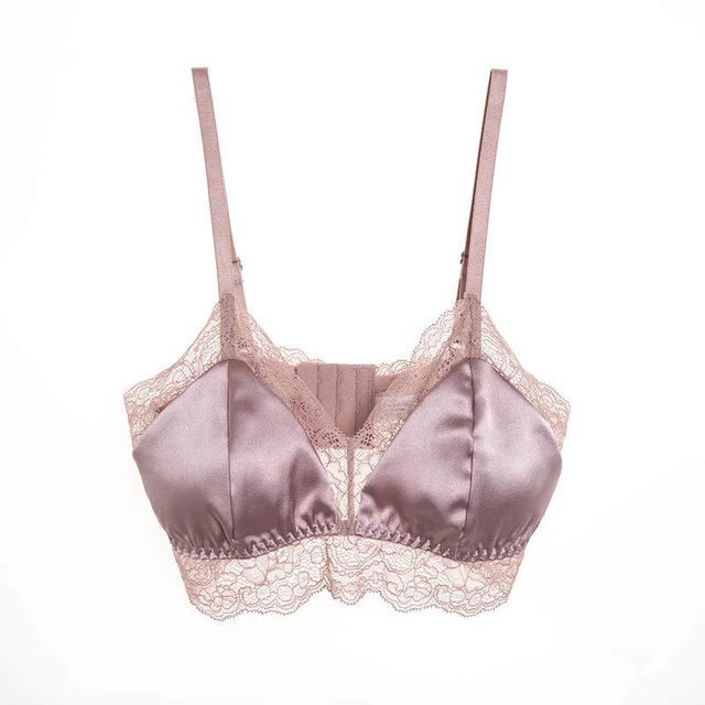 100% Mulberry Silk French Style Silk Bra set/ No-wired , Silk Bralette