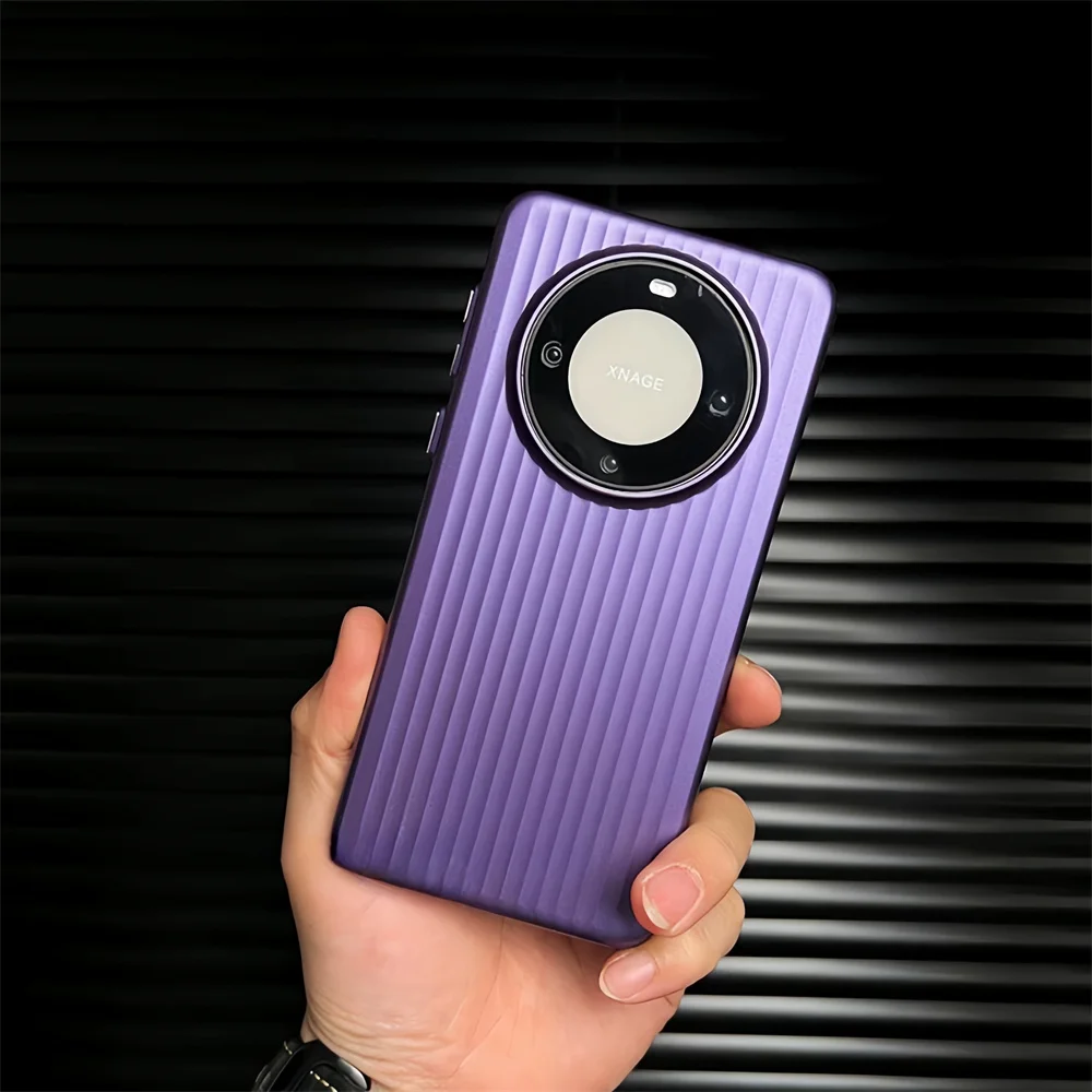 Luxury Matte Metallic Bumper Phone Case with Frosted Stripes Pattern