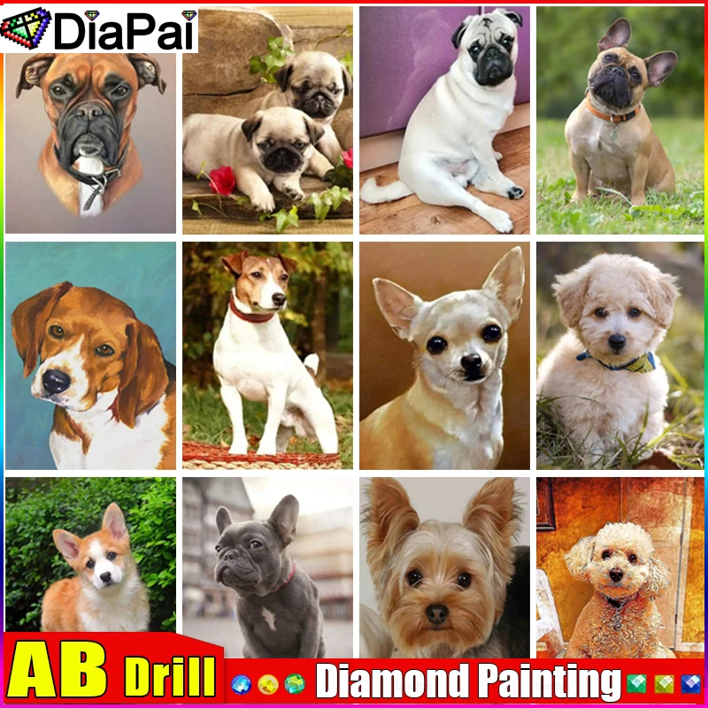 

Полноформатная Алмазная вышивка DIAPAI AB, «Собака, животное, цветок», алмазная живопись, вышивка крестиком, модели Стразы