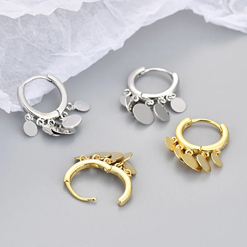 2024 New Fashion Round Charm Tassel Hoop Earring for Women Silver Color Statement Earring Party Jewelry Accessories