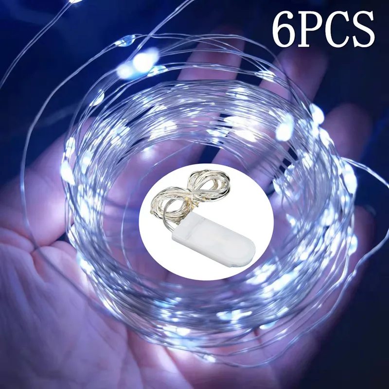 

6pcs Christmas Garden Decoration Lamp Fairy Lamp LED Copper Wire String Light CR2032 for Garland DIY Wedding Party Light Outdoor