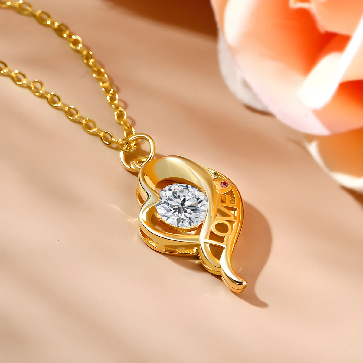 Valentine's Day Love Pendant Real 14K Gold Hollow 1ct Moissanite Diamond Love Knot Woman Wife Fine Jewelry Gift 3