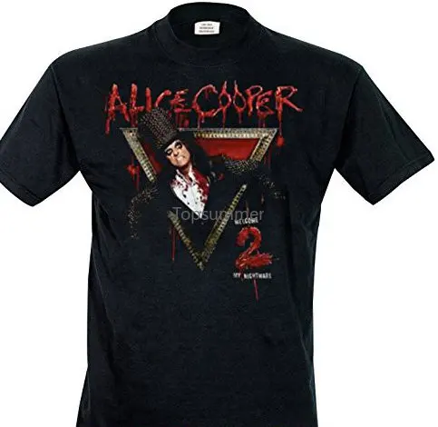 

High Quality Men T Shirts Alice Cooper T Shirt Welcome To My Nightmare Mens Black