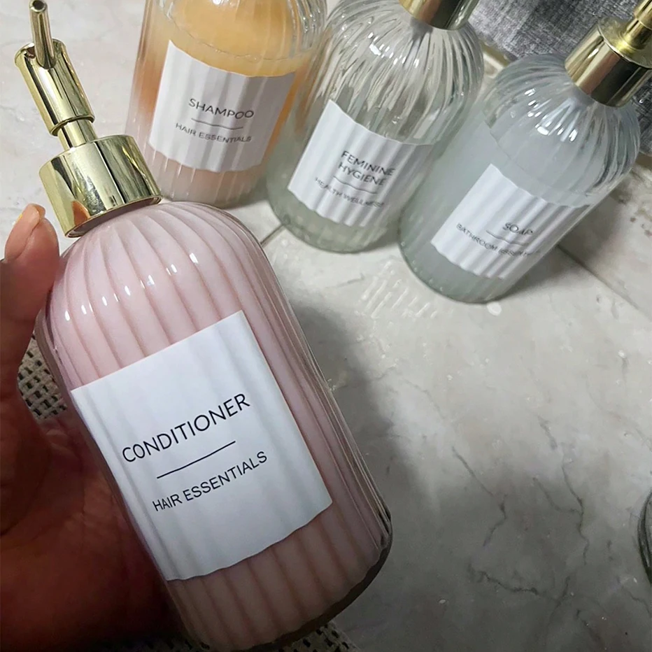 Bathroom Classification Label Sticker Travel Shampoo Bottles Hand Soap Conditioner Waterproof Labels Cosmetic Label Sticker bathroom labels sticker set