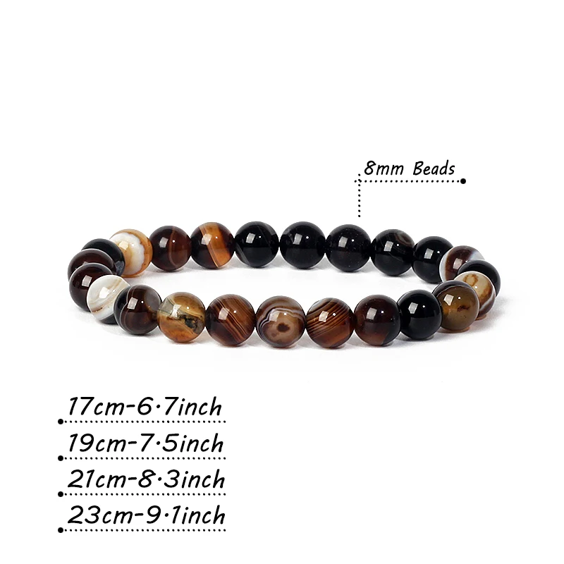 Colorful Striped Agates Stretch Bracelets for Women Nature Stone Beads Healing Bracelets Men Energy Crystal Quartz Yoga Jewelry