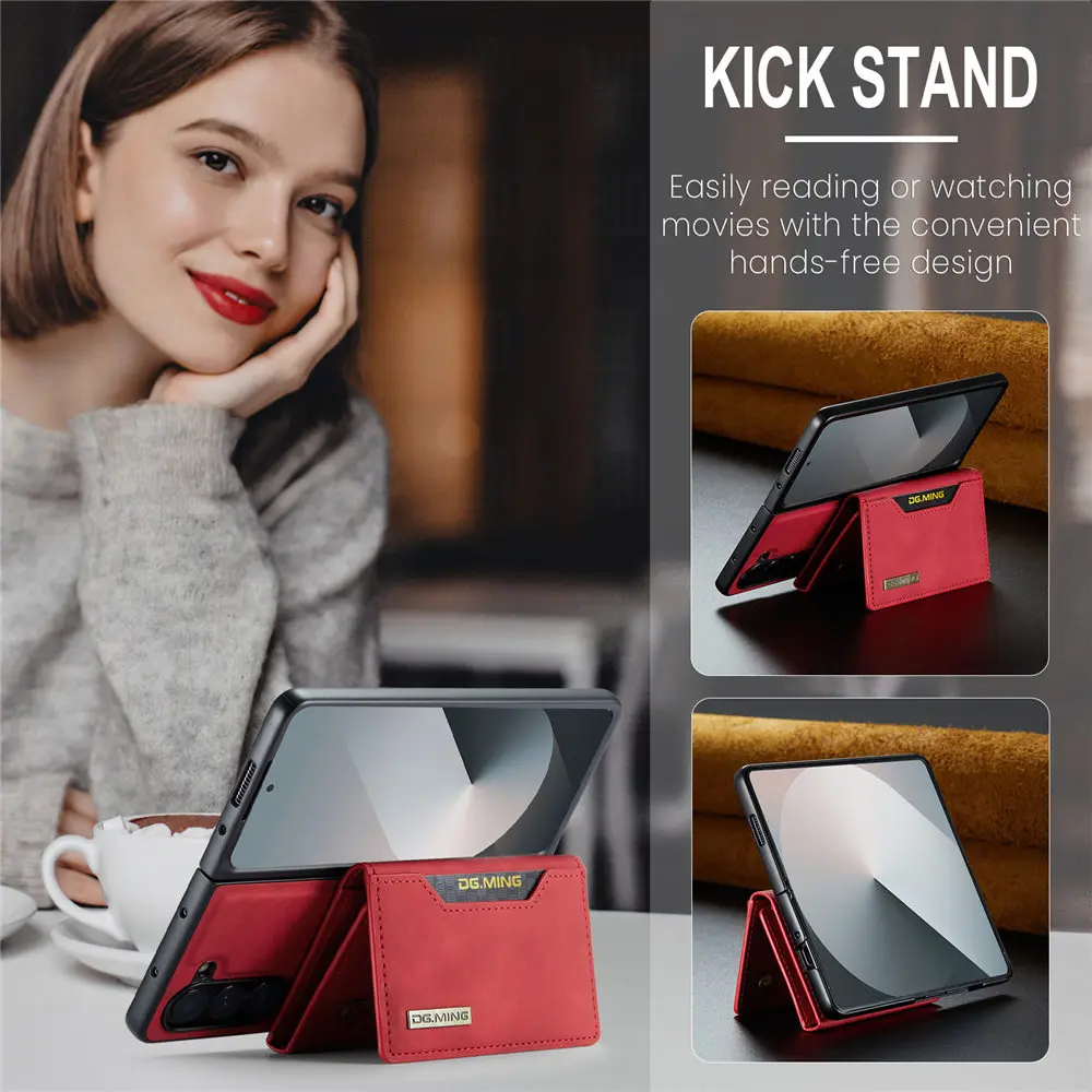 Magnetic Vintage Leather Wallet Case with Card Slots and Shockproof Protection