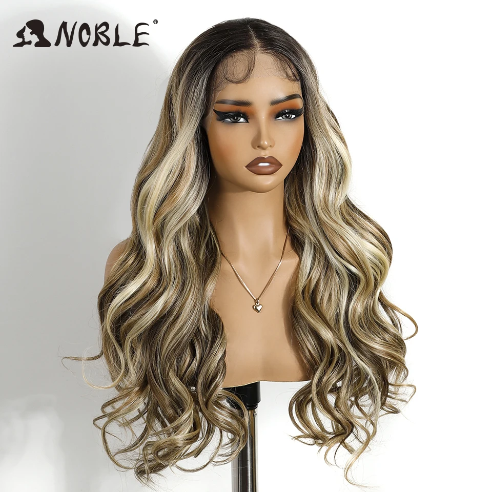 Noble Synthetic Lace Front Wig Body Wave HD Transparent 13X4 Lace Wig 24 Inch Baby Hair Lace Frontal Wig Wave Lace Wig For Women