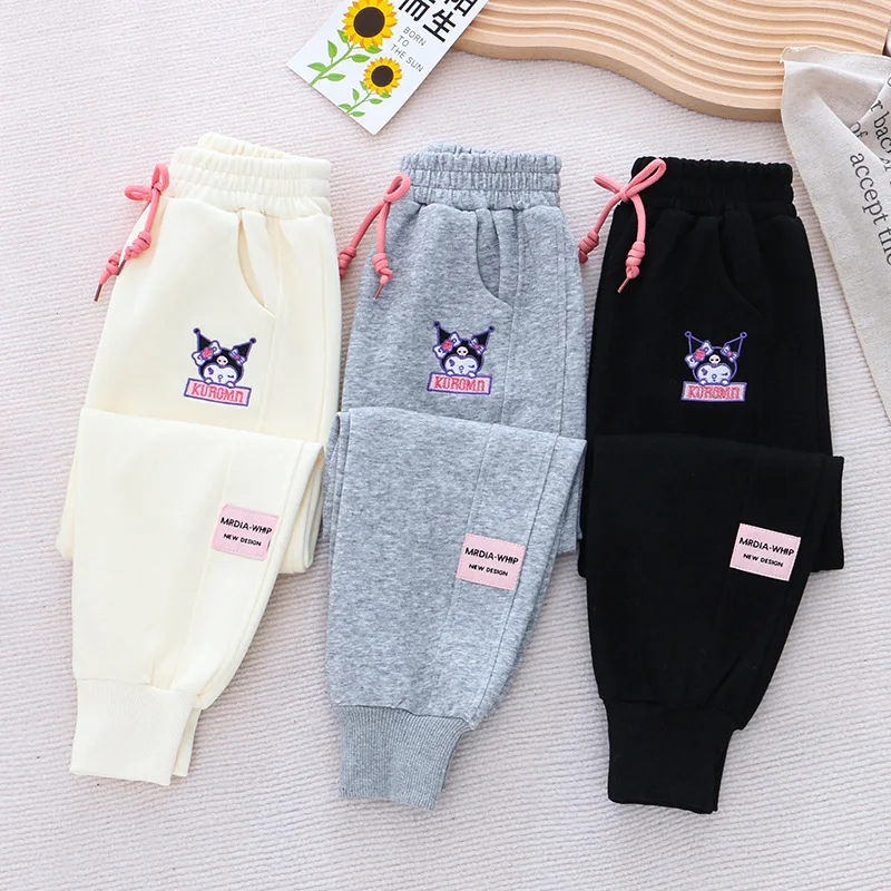 

Kawaii Sanrio Kuromi Pants Children Sports Pants Girl Cartoon Outerwear Casual Anime Pants Thickening Comfortable Warm Toys
