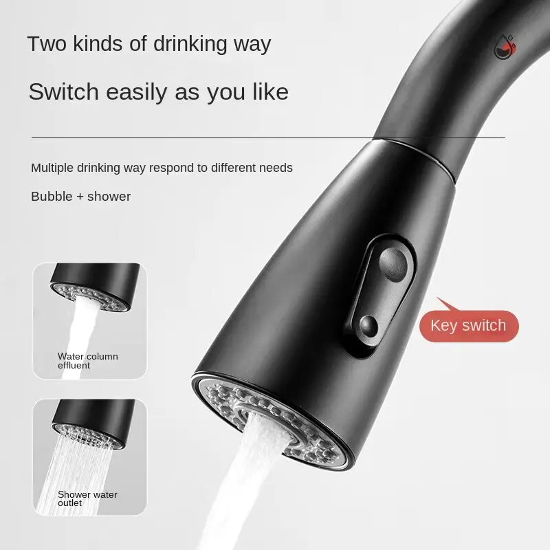 NEW Stainless steel kitchen faucet single hole pull-out spout kitchen sink faucet flow nozzle 360 ​​rotating cleaning faucet 6