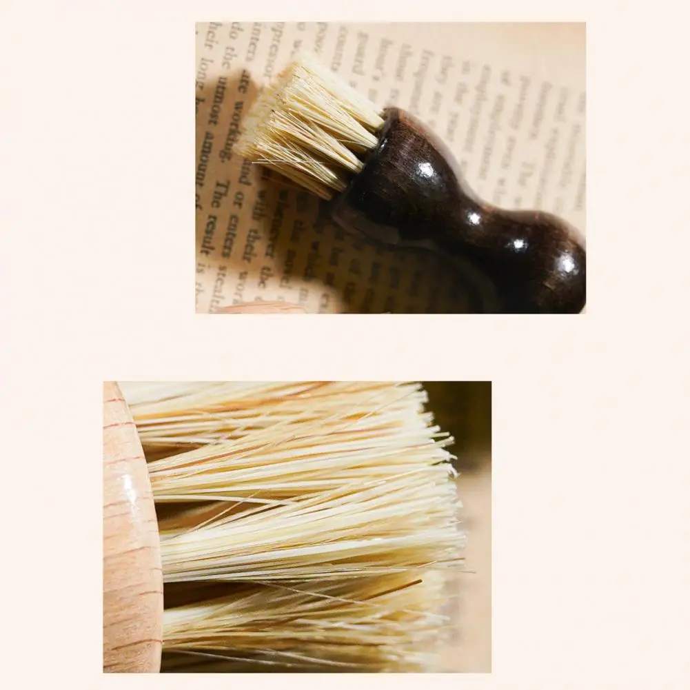 Bamboo Palm Pot Brush With Humanized Wood Handle Heat-Resistant Bristles Pots Pans Vegetables Scrubber Polishing Cleaning Kit