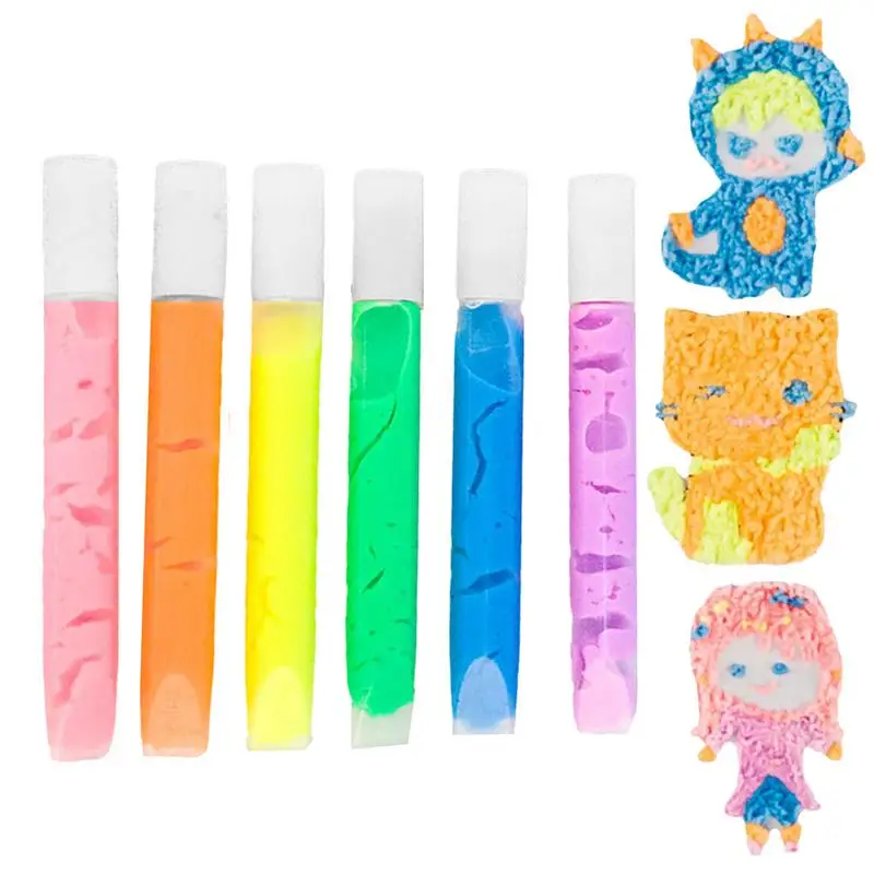 Puffy Popcorn Pens 6pcs Heat Activated DIY Colorful Popcorn Pens