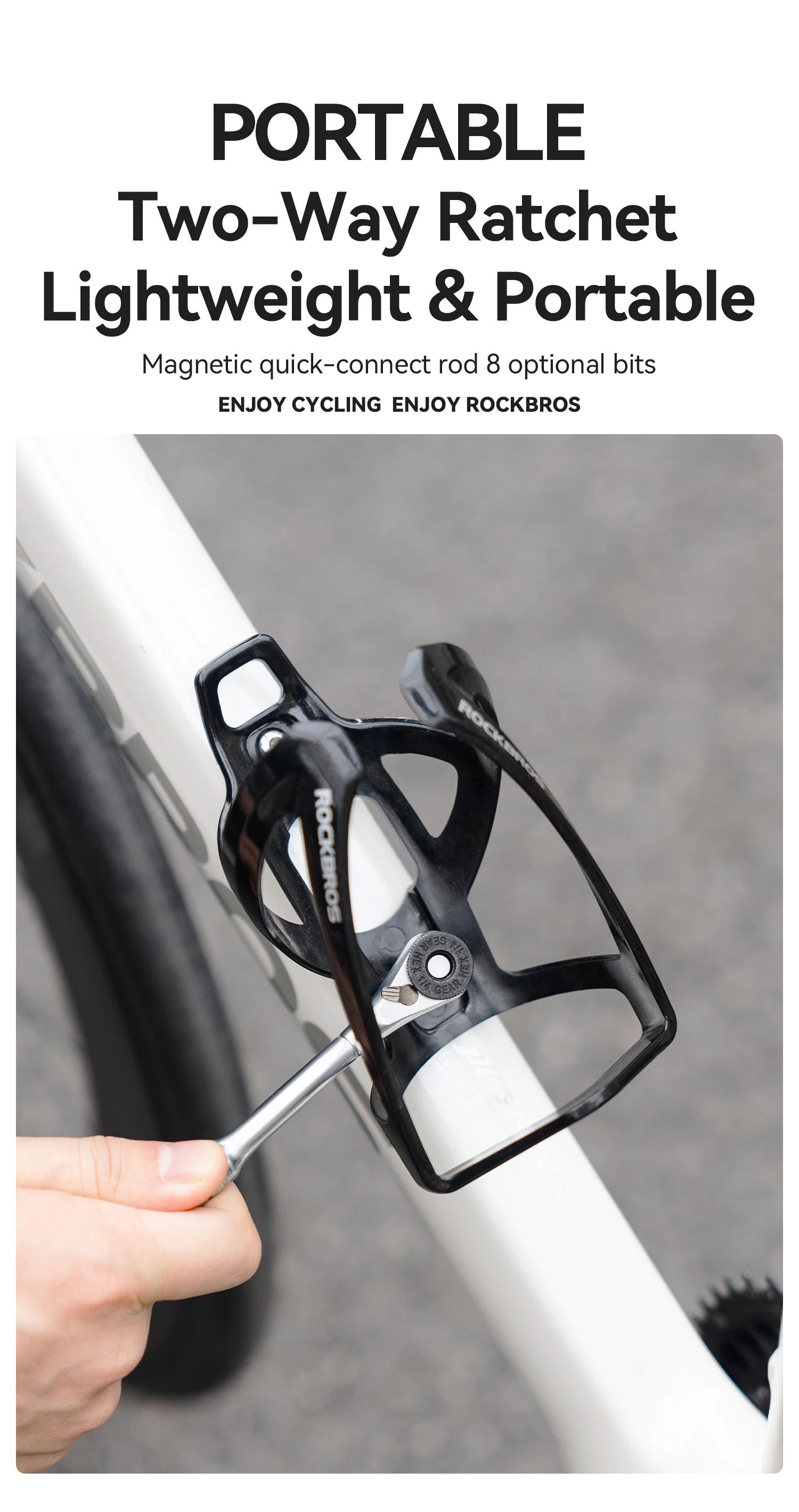 ROCKBROS Tragbares Ratschenschlüssel-Set Multifunktionales Fahrradwerkzeug für Mountainbikes und Rennräder Reparatur-Set mit Sechskant-Magnetwerkzeugen – Detail 1