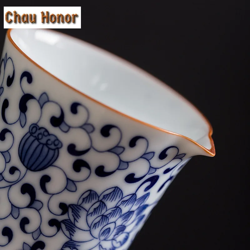 250ml Blue And White Porcelain Tea Pitcher Twa Maker Justice Cup Handmade Ceramic Tea Cha Hai Tea Cup Kung Fu Teaware Ceremony