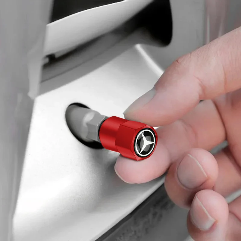 Luxury Car Tire Valve Caps with Emblem - Premium Metal Stickers for Enhanced Interior Aesthetics