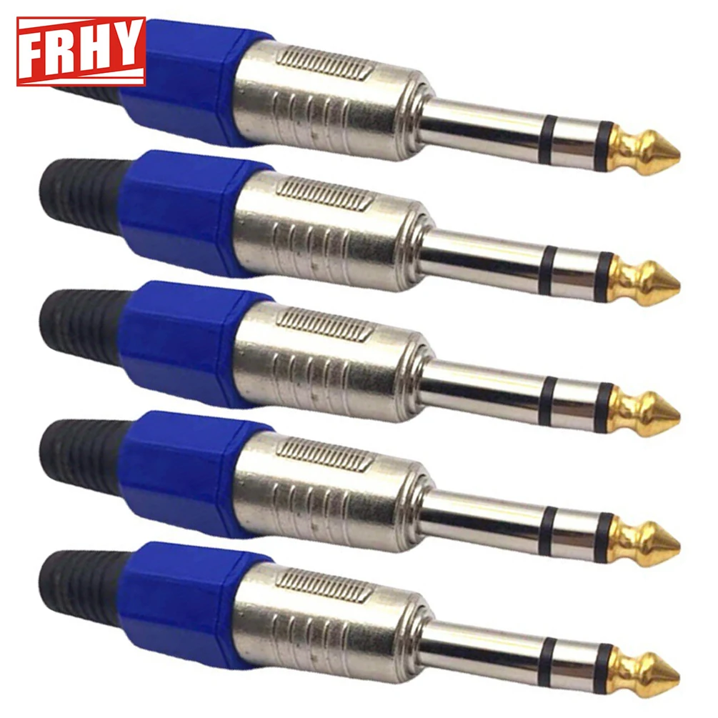 Premium 5-Piece 6.35mm Guitar Audio Cable Plug Set - Pro-Grade Signal Transmission