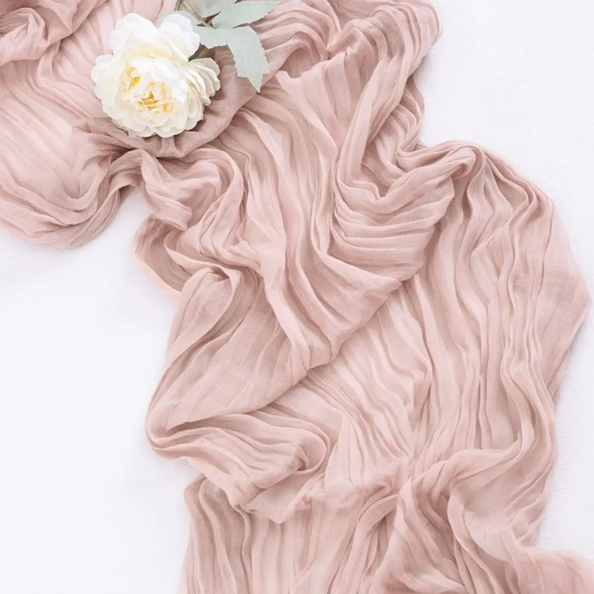 10PCS Wholesale Gauze Table Runner Wedding Semi-Sheer Vintage Cheesecloth Dining Party Christmas Banquet Arches Cake Table Decor 2
