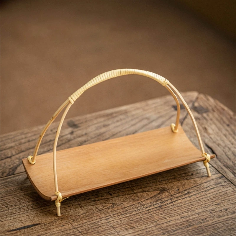 Compact Holder with Handle Small Tray Portable Tray Convenient Serving Basket Suitable for Tea Lovers 3