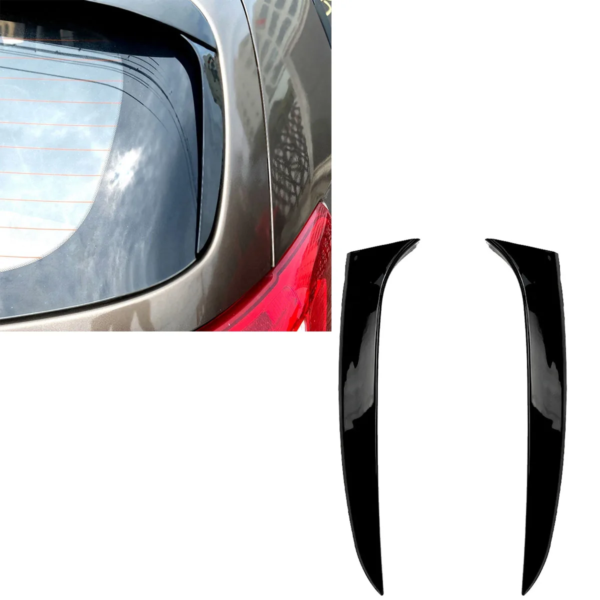 2PCS Rear Window Wing Deflector Splitters Side Spoiler Cover Trim