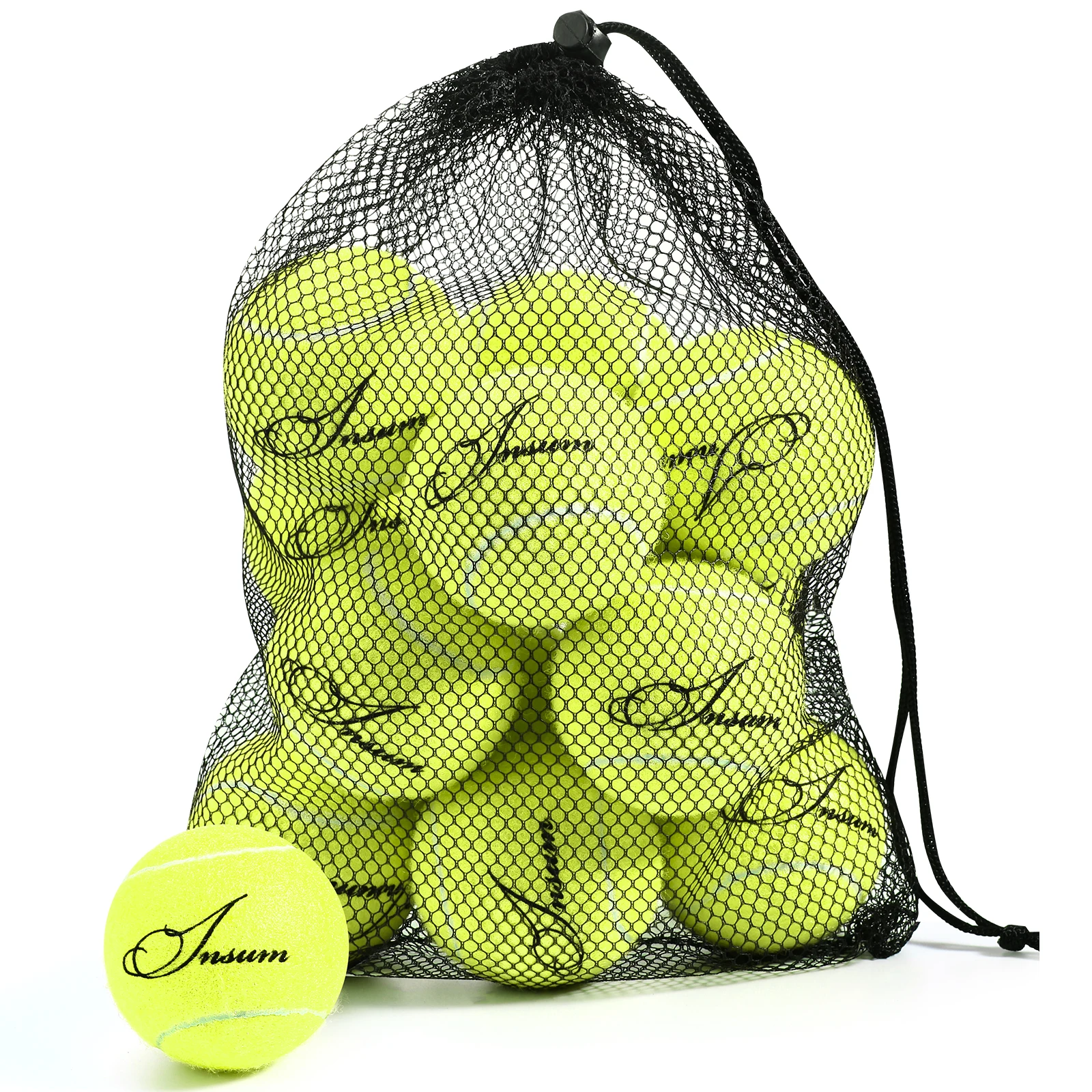 INSUM Pet Dog Tennis Ball 12pcs/Mesh Bag for Easy Carry Multiple Color Options Advanced Training for Beginner Practice Dog Toy
