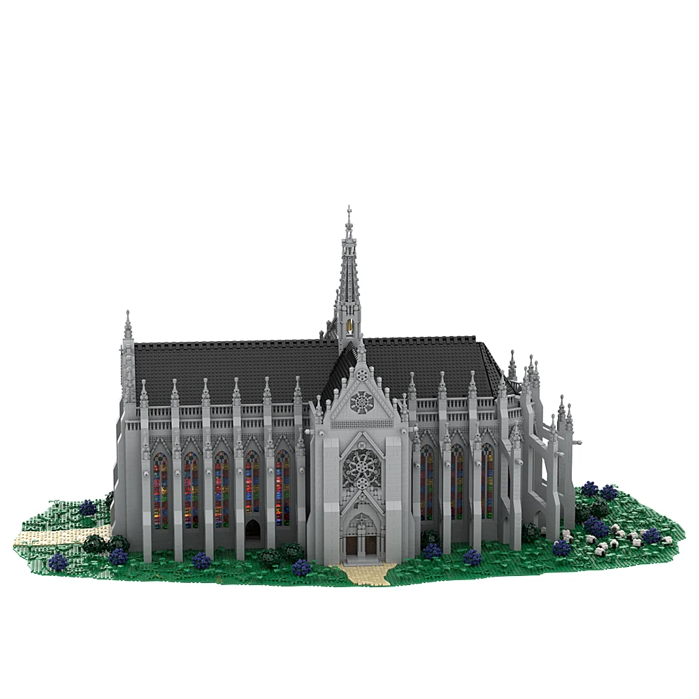 

Gobricks MOC Cathedral of Saint Remigius Building Blocks Famous Medieval Gothic Architectural Style Model Bricks Toys Gift