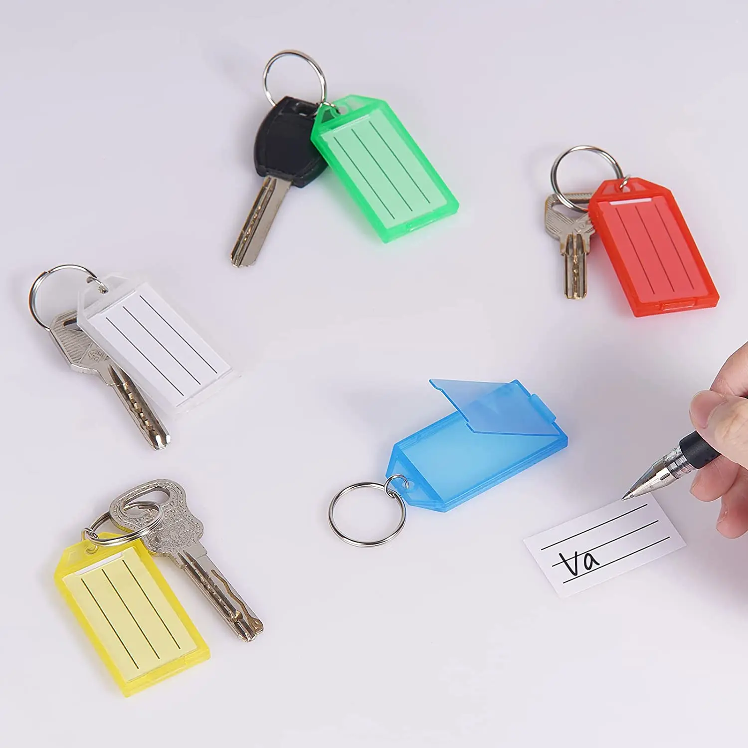 36 Pack Key Tags with Labels, Tough Plastic Key Tags with Split Ring and  Label Window, Key Identifiers Tags Key Chain Tags in 9 Assorted Colors